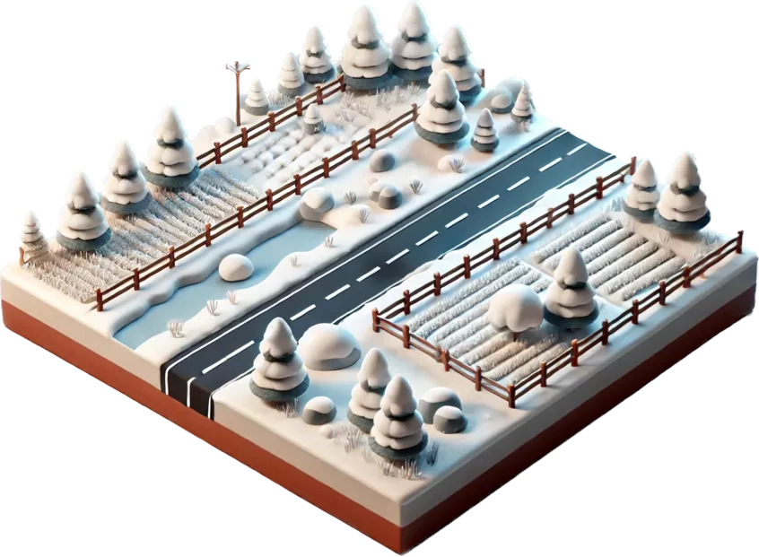 Image d'un paysage isométrique enneigé